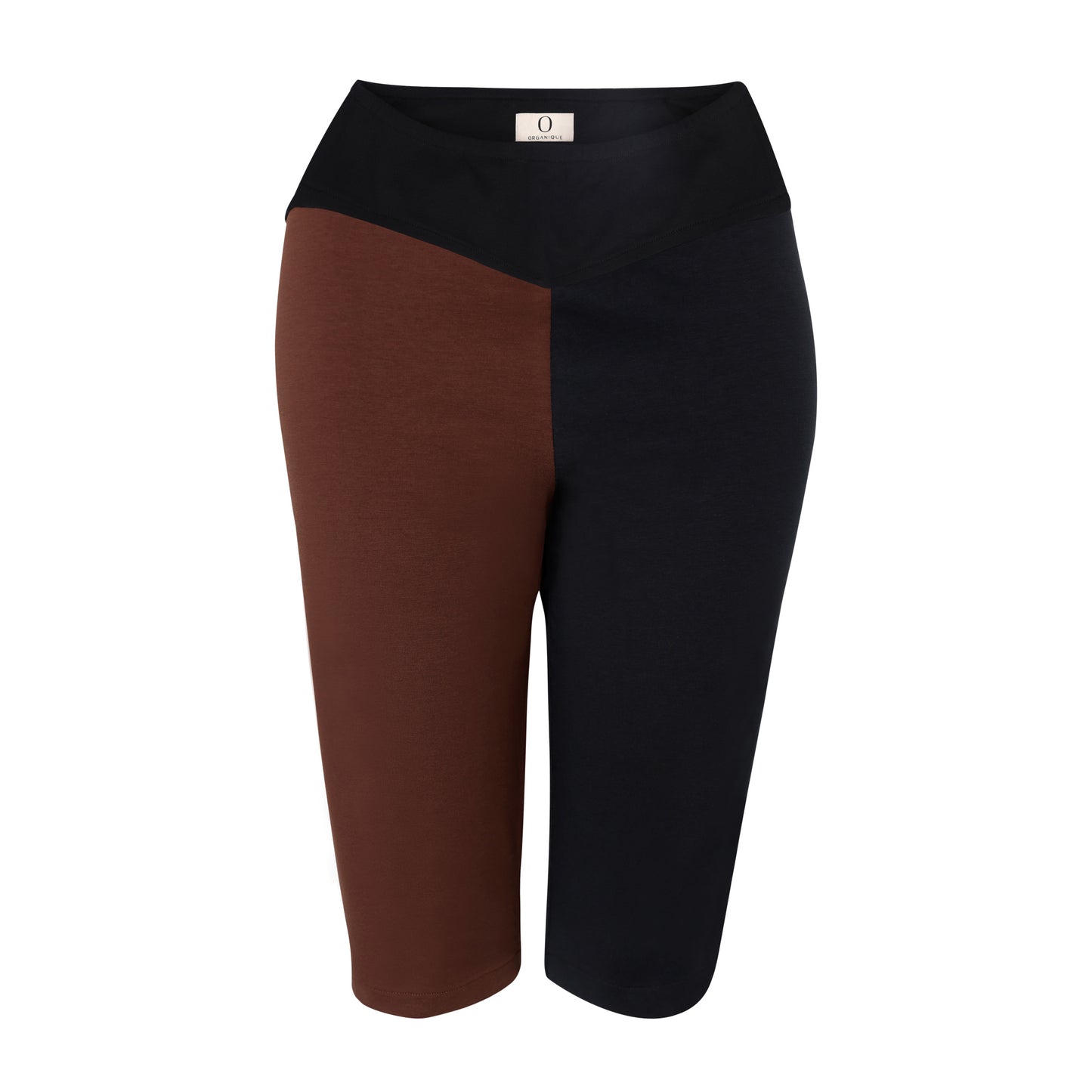 Image of black and brown organic cycling shorts made by Organique, a sustainable clothing brand.