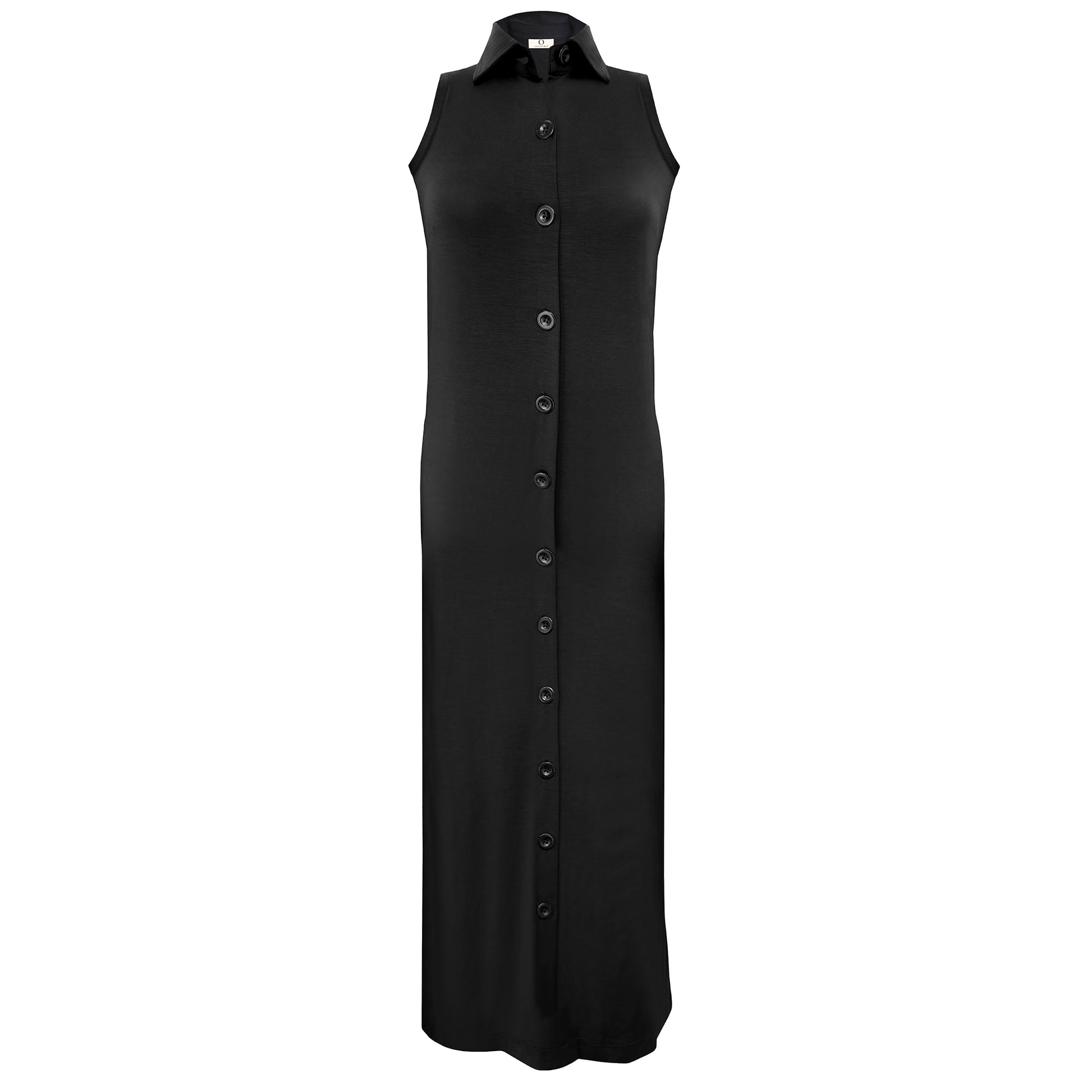 Sustainable Clothing Brand | Lyocell Sleeveless Shirt Dress in Black | Organique Organique Studio Sustainable Clothing Brand | Lyocell Sleeveless Shirt Dress in Black | Organique Organique Studio